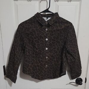 SHEIN Brown Leopard Button Down Shirt